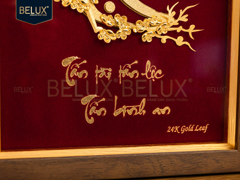 Tranh chữ Lộc thư pháp dát vàng 24k - 32x25cm